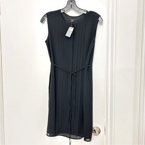 Ann Taylor chiffon sleeveless midi shirt dress tie waist pleated